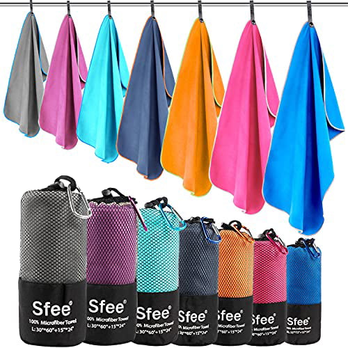 Yoga Backpacking AGOOL Microfiber Travel Sports Beach Towel Fast Drying Lightweight Absorbent Soft Ultra Compact Suitable for Camping Gym Swimming Fitness 
